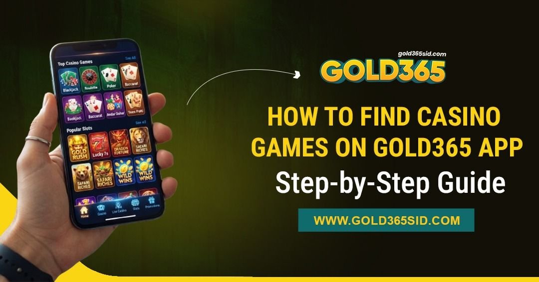 Gold365 app interface showing casino game navigation, categories, and game selection options