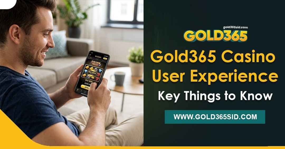 Gold365 Casino user experience interface shown on a smartphone with a clean dashboard and menu navigation.