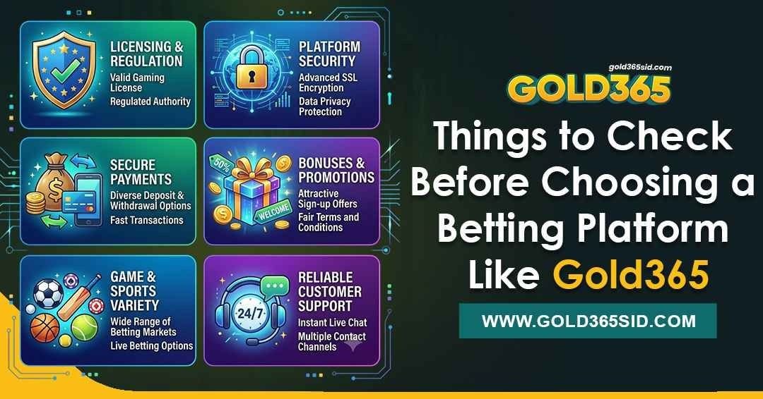 Checklist for evaluating online betting platforms like Gold365 showing security features, payment verification icons, and mobile usability checks.